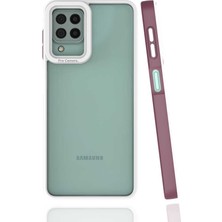 Case 4U Samsung Galaxy A22 / M22 / M32 Uyumlu Kılıf Kamera Korumalı Renkli Kenar Mima Arka Kapak Mürdüm