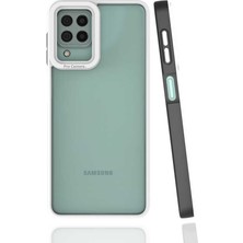 Case 4U Samsung Galaxy A22 / M22 / M32 Uyumlu Kılıf Kamera Korumalı Renkli Kenar Mima Arka Kapak Siyah