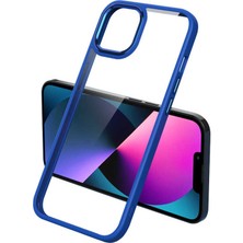 Case 4U Apple iPhone 12 Pro Max Kılıf Renkli Kenar Metal Kamera Çerçeveli Krom Arka Kapak Lacivert