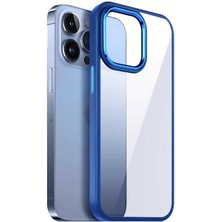 Case 4U Apple iPhone 12 Pro Max Kılıf Renkli Kenar Metal Kamera Çerçeveli Krom Arka Kapak Lacivert