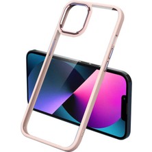 Case 4U Apple iPhone 12 Pro Kılıf Renkli Kenar Metal Kamera Çerçeveli Krom Arka Kapak Rose Gold