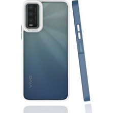 Case 4U Vivo Y11S Kılıf Kamera Korumalı Renkli Kenar Mima Arka Kapak Lacivert