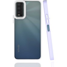 Case 4U Vivo Y11S Kılıf Kamera Korumalı Renkli Kenar Mima Arka Kapak Lila