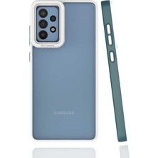 Case 4U Samsung Galaxy A32 4G Uyumlu Kılıf Kamera Korumalı Renkli Kenar Mima Arka Kapak Koyu Yeşil