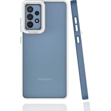 Case 4U Samsung Galaxy A32 4G Uyumlu Kılıf Kamera Korumalı Renkli Kenar Mima Arka Kapak Lacivert