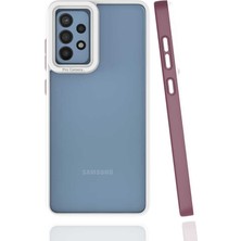 Case 4U Samsung Galaxy A32 4G Uyumlu Kılıf Kamera Korumalı Renkli Kenar Mima Arka Kapak Mürdüm