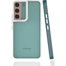 Case 4U Samsung Galaxy S22 Uyumlu Kılıf Kamera Korumalı Renkli Kenar Mima Arka Kapak Koyu Yeşil