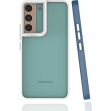 Case 4U Samsung Galaxy S22 Uyumlu Kılıf Kamera Korumalı Renkli Kenar Mima Arka Kapak Lacivert