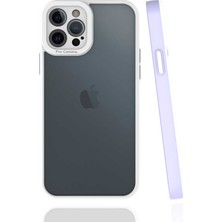 Case 4U Apple iPhone 12 Pro Max Kılıf Kamera Korumalı Renkli Kenar Mima Arka Kapak Lila