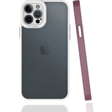 Case 4U Apple iPhone 12 Pro Max Kılıf Kamera Korumalı Renkli Kenar Mima Arka Kapak Mürdüm