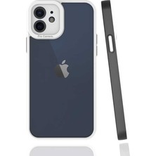 Case 4U Apple iPhone 12 Kılıf Kamera Korumalı Renkli Kenar Mima Arka Kapak Siyah