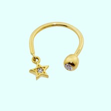 Sembol Gold Altın Yarım Halka Kulak Piercing 14 Ayar Yıldız