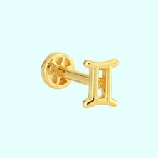 Sembol Gold Altın Tragus Piercing 14 Ayar İkizler Burcu