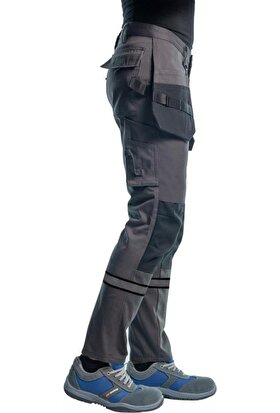 Şensel, Reflektörlü Çok Cepli İş Pantolonu, Gri-Siyah -54E3037-