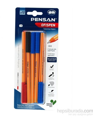 Pensan 1010 Ofispen Tükenmez Kalem 10'lu 1.0 mm Yazım Ucu ile Güvenilir ve Bulanık Olmayan Yazı