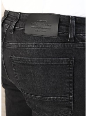 Hlt Jeans Erkek Siyah Taşlamalı Slim Fit Jean  Pantolon HLTHE1947