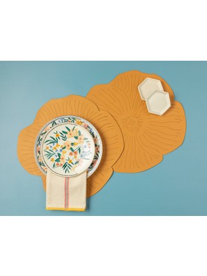 English Home Blossom Suni Deri 2'li Amerikan Servis 40 cm Hardal