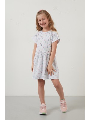 Lela Pamuklu Baskılı Kısa Kollu Kız Çocuk Elbise Elbise 6189362