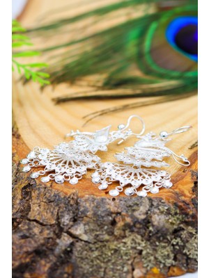 Midyat Nurtaş Gümüş Tavus Kuşu Model Telkari Gümüş Kadın Küpe 201020618