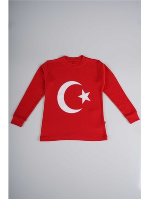Miniko Kids Atatürk Türk Bayrağı Baskılı Uzun Kol Pamuk Tişört