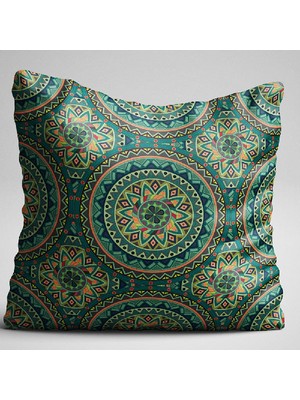 Cango Home Yeşil Sarı Retro Vintage Desenli Dijital Baskılı Çift Taraflı Kırlent Kılıfı - Otyk049-Ct