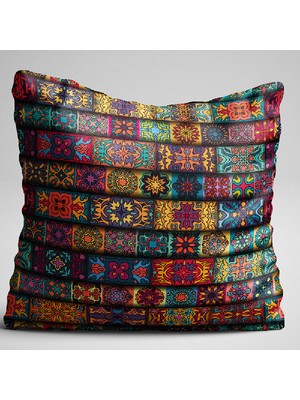 Cango Home Sarı Çok Renkli Retro Vintage Dijital Baskılı Çift Taraflı Kırlent Kılıfı - Otyk047-Ct