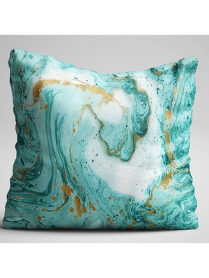 Cango Home Mavi Beyaz Soyut Modern Desenli Dijital Baskılı Çift Taraflı Kırlent Kılıfı - Otyk012-Ct