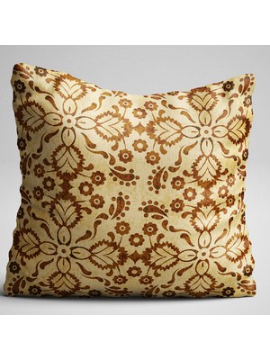 Cango Home Sarı Kahverengi Etnik Motif Desenli Dijital Baskılı Çift Taraflı Kırlent Kılıfı - Otyk360-Ct