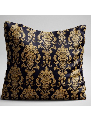 Cango Home Siyah Sarı Damask Desenli Dijital Baskılı Çift Taraflı Kırlent Kılıfı - Otyk005-Ct