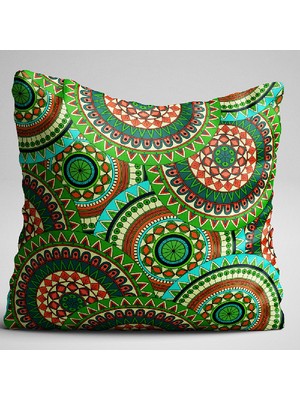 Cango Home Yeşil Retro Vintage Desenli Dijital Baskılı Çift Taraflı Kırlent Kılıfı - Otyk043-Ct