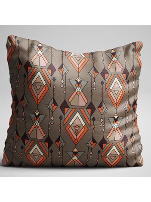 Cango Home Turuncu Retro Etnik Desenli Dijital Baskılı Çift Taraflı Kırlent Kılıfı - Otyk004-Ct