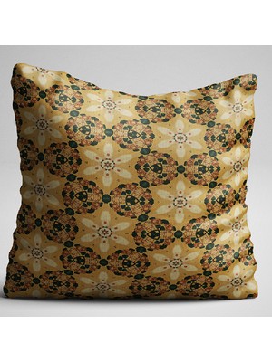 Cango Home Sarı Yeşil Retro Vintage Desenli Dijital Baskılı Çift Taraflı Kırlent Kılıfı - Otyk026-Ct