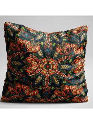 Cango Home Yeşil Turuncu Retro Vintage Desenli Dijital Baskılı Çift Taraflı Kırlent Kılıfı - Otyk250-Ct