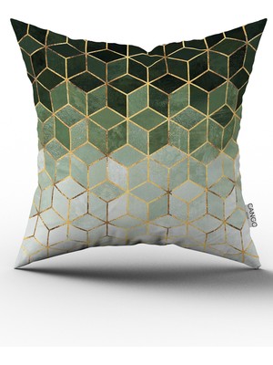 Cango Home Yeşil Altın Mozaik Desenli Çift Tarafı Dijital Baskılı Kırlent Kılıfı Cgh925-Ct