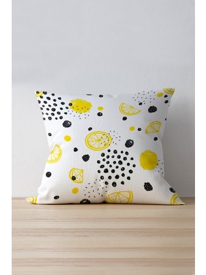 Cango Home Çift Tarafı Baskılı Limonlu Sarı Yeşil Yastık Kırlent Kılıfı 916-Ct