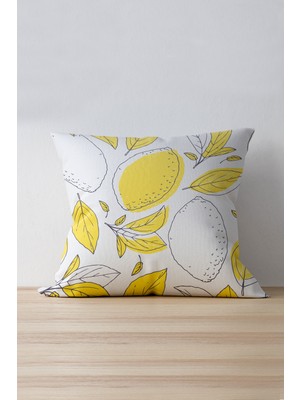 Cango Home Çift Tarafı Baskılı Limonlu Sarı Yeşil Yastık Kırlent Kılıfı 917-Ct