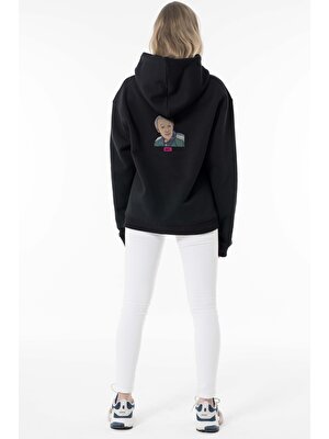 Phinzy Squid Game Oyuncu 001 Sırt Baskılı Kadın Siyah Oversize Bol Kesim Sweatshirt