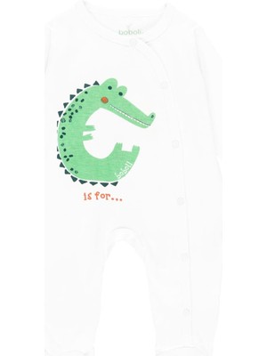 Boboli Bebek Timsah Baskılı Uzun Kollu Tulum Ekru