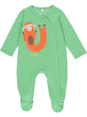Boboli Bebek Maymun Baskılı Uzun Kollu Tulum Yeşil