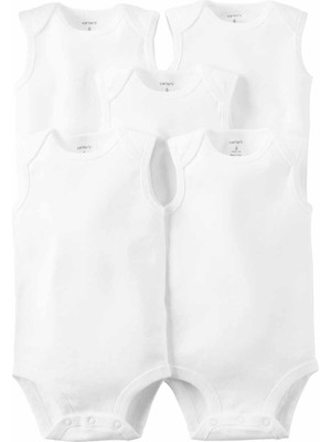 Carter's Kolsuz Bebek Body Seti 5'li Paket Beyaz %100 Pamuk Yumuşak Kumaş Özelliği ile