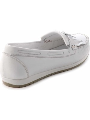 Bambi Beyaz Leather Kadın Loafer Ayakkabı K015296207