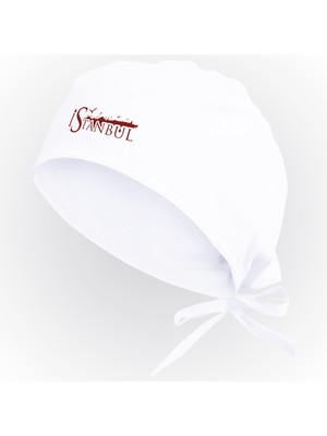 Tasarım Trend Istanbul Şehir Silüeti Özel Bone | Hastane Bonesi | Cerrahi Bone Beyaz