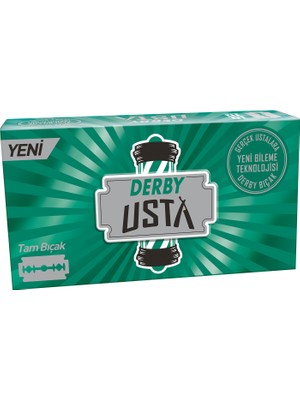 Derby Usta Premium Kalite Tam Bıçak - Yenilenen Bileme Teknolojisi ile Mükemmel Keskinlik ve Konfor, 60 Adet, Hassas Cilt Dostu