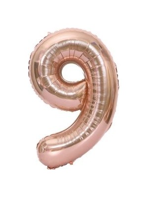 Eğlence Marketi 9 Rakam Rose Gold 100 cm Folyo Balon