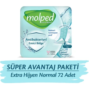 Extra Hijyenik Antibakteriyel Ultra Ped - 72 Adet, Normal Süper Avantaj Paketi, 240 mm, Gün Boyu Konfor ve Sızıntı Önleyici Teknoloji
