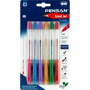 6'lı Simli Jel Kalem Seti Karışık Renkler 1.0 mm Yazım Ucu ile Eğlenceli