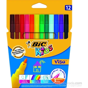 Kids Visa Keçeli Boya Kalemi 12 Renk