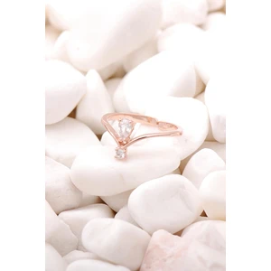 Sümer Telkari Su Damlası Rose Gümüş Tasarım Ince Yüzük 3486