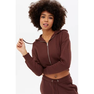 Mad Girls Kahverengi Crop Sweatshirt MG1355