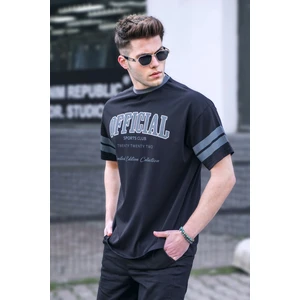 Siyah Baskılı Oversize Erkek Tişört